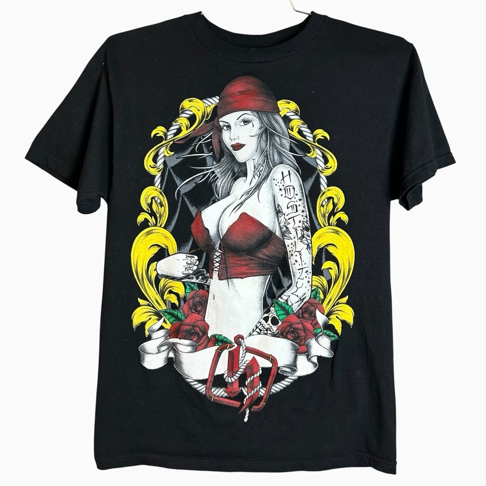 Vintage Y2K Hostility Tattooed Girl T-Shirt Size Medium
